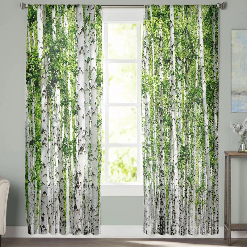 A Family Of Home Textiles Tüllvorhang Birkenwald transparent grün B/H: 135 x 274 cm, 2er Set - Bild 5