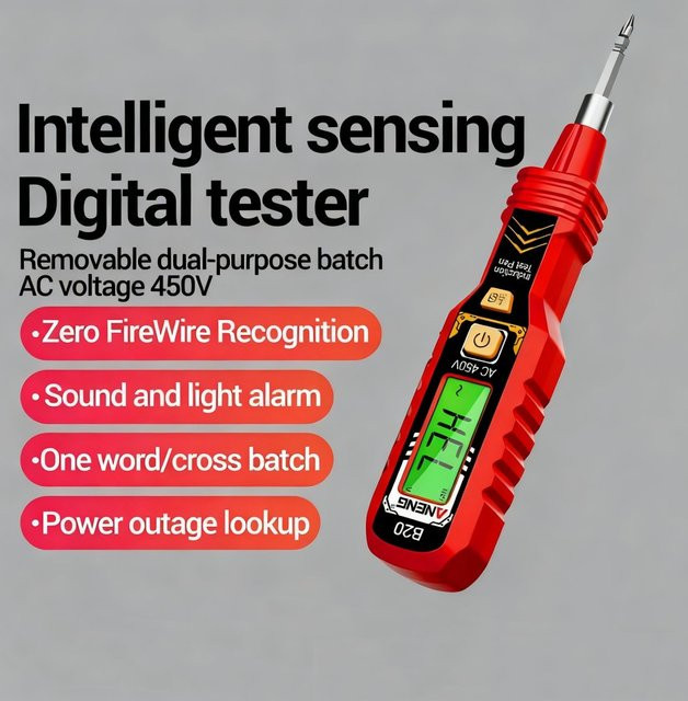 B20 Digitaler Messstift Intelligent Sensing Spannungsdetektor NCV Spannungssonde Tester 30V-1000V in Rot - Bild 1