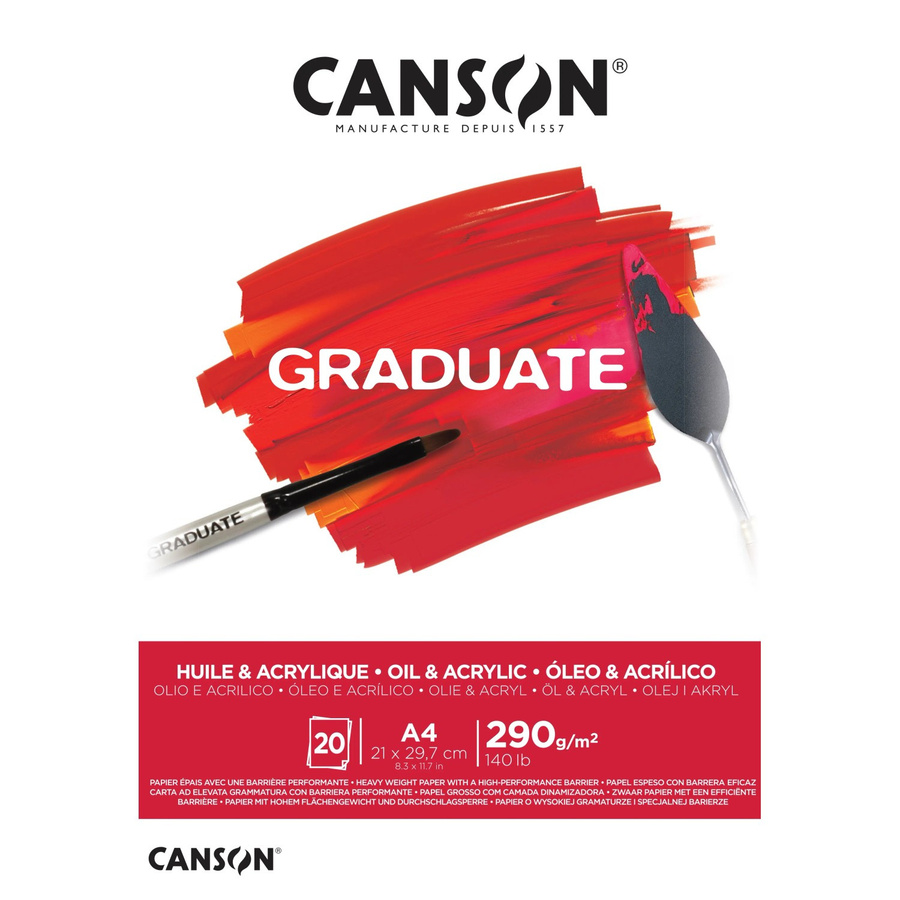CANSON Graduate Öl- und Acrylmalpapier in Naturweiß, A4, leicht aufgeraute Oberfläche - Bild 2