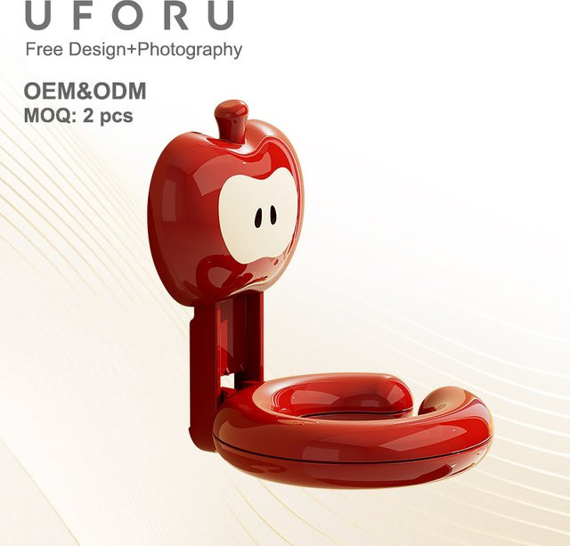 UFORU Cartoon-Apfel Haartrockner-Halter in Rot, bohrfreie Wandhalterung und Organizer für dein Badezimmer - Bild 1
