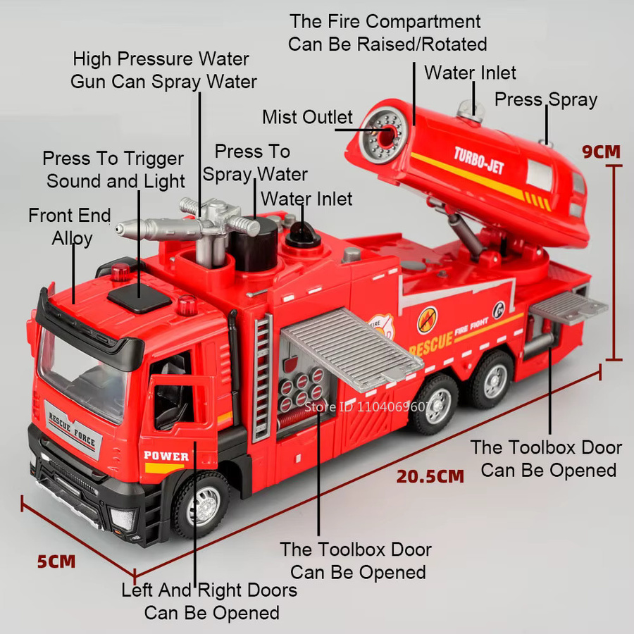 MINI AUTO Feuerwehrauto, Modell Spielzeug, 1:32, Metall, mit Licht und Sound - Bild 2