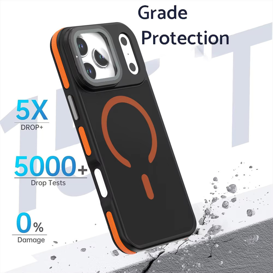 Xeber Magnetische MagSafe Hülle mit Glaslinse-Kameraschutz für iPhone 11 bis iPhone 17 Pro Max Plus, Luftmatte Optik, Transparent/Blau/Schwarz - Bild 4