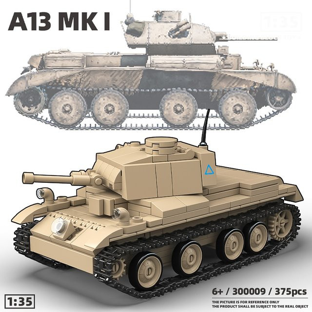 Creative Block Britischer A13MK.I Cruiser Panzer MK III Bausatz Modellbausteine in Beige, Maßstab 1:35 - Bild 1