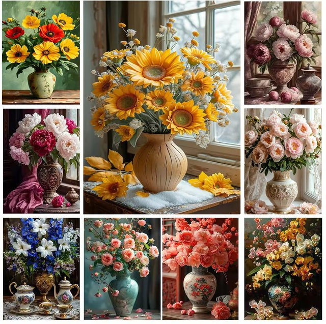 NUOYING Diamantmalerei Blumen-Mosaik, Bastelset, Bunt / Mehrfarbig - Bild 1