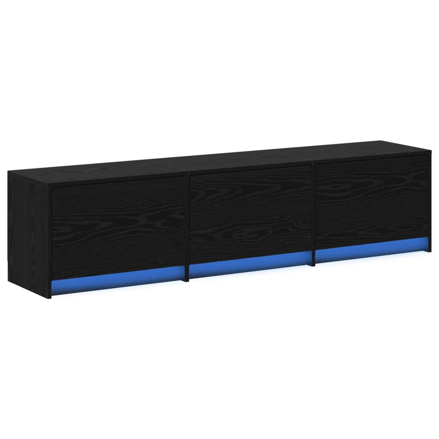 vidaXL TV-Schrank in Schwarz und Eichen-Optik aus Holzwerkstoff, B/H/T: 165 x 34 x 40 cm - Bild 2