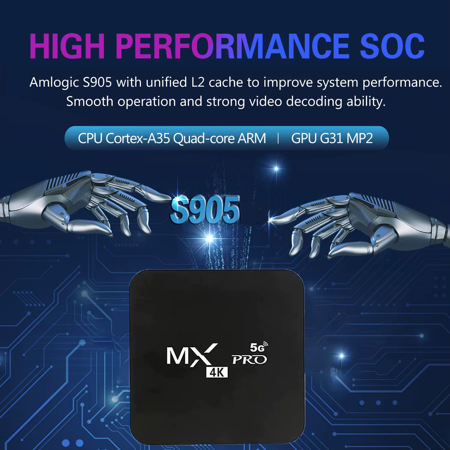 CLIBABIQBOX MX-PRO TV-Box mit Android 11, 8GB RAM, 128GB Speicher, 4K UHD, Dual-WLAN 4G/5G und Quad-Core Prozessor in Schwarz - Bild 6