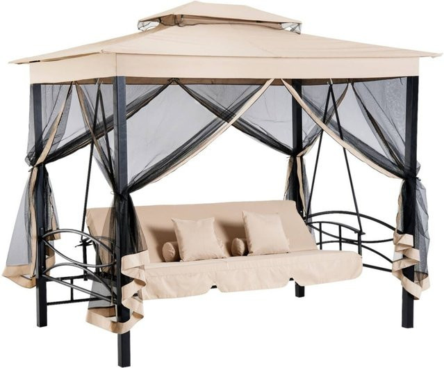 Outsunny Gartenschaukel beige aus Stahl, B/H/T: 232 x 245 x 149 cm - Bild 1
