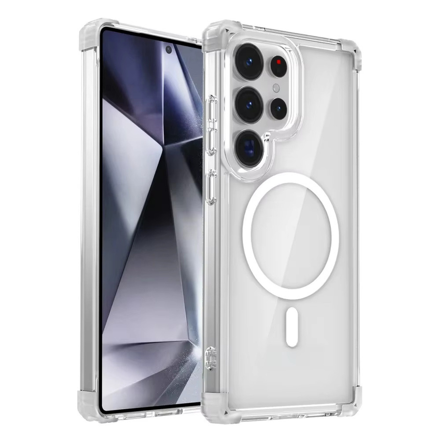 Stoßfeste MagSafe Schutzhülle für Samsung Galaxy S25 S26 S24 S23 S21 Ultra Plus S23 FE Note20 in Transparent und Pink mit Vier-Ecken-Sturzschutz aus weichem TPU - Bild 5