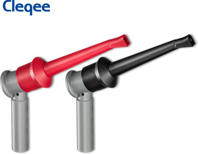 Cleqee P30007B Testhaken-Clips-Greifer in Rot mit 2 mm oder 4 mm Buchse für elektrische Prüfungen - Bild 1