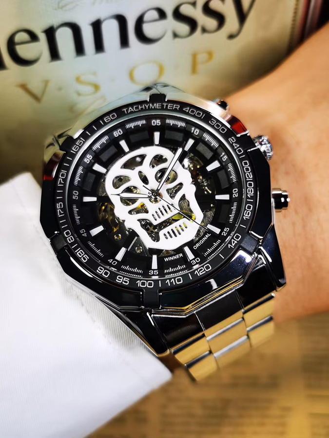 WINNER Armbanduhr Automatik, Edelstahl, Schwarz, Herren - Bild 6