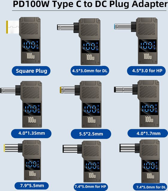 Geris Power 100 W USB Typ C Schnellladeadapter Universal USB C zu DC Konverter für Lenovo Dell Asus HP Acer - Bild 1