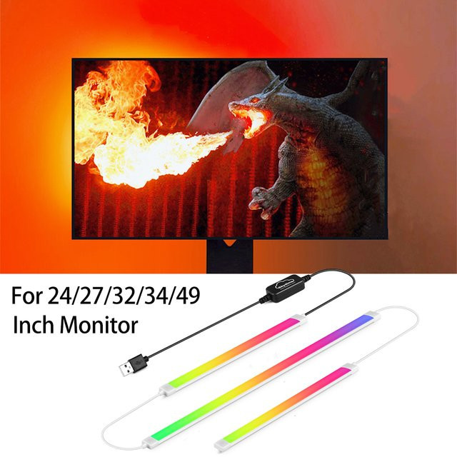 CHNAITEKE RGBIC Monitor Ambilight LED Hintergrundbeleuchtung für PC und TV mit USB-Anschluss und Software-Steuerung, Multicolour - Bild 1