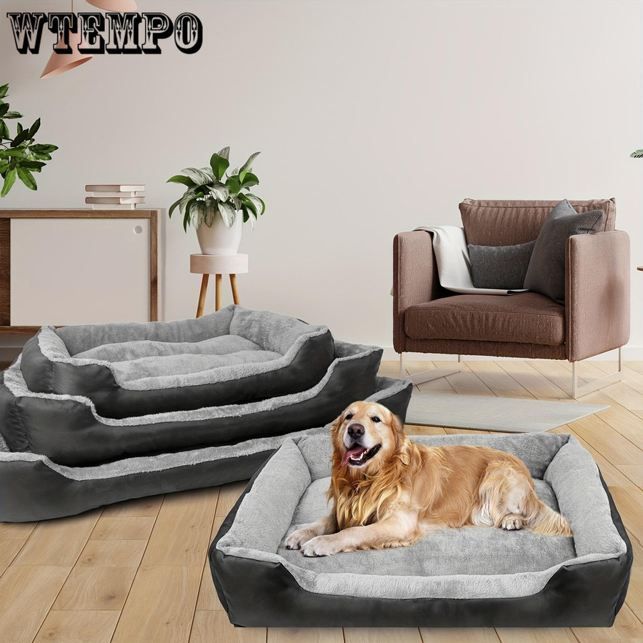 WTEMPO Hundebett für alle Jahreszeiten in Schwarz mit erhöhtem Rand aus Oxford-Tuch und Mikrofaser - Bild 4