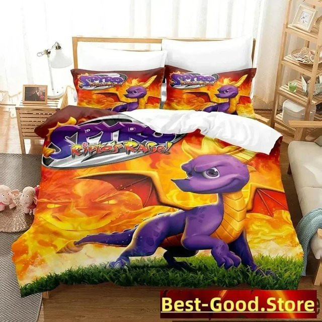 Spyro Reignited Trilogy Bettwäsche-Set aus Mikrofaser mit Kissenbezug, Mehrfarbig, Breite: 70 cm, Länge: 133 cm - Bild 1