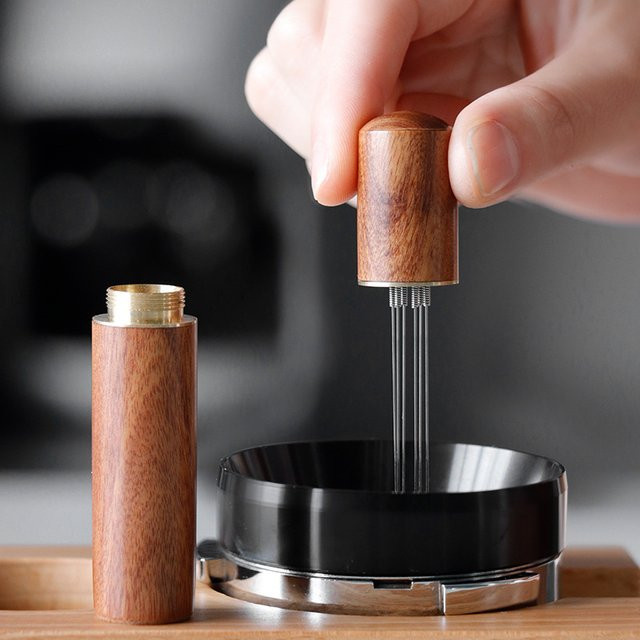 YUAN-ECT Espresso Kaffee Nadel zum Verteilen von Kaffeepulver aus Edelstahl in Schwarz, rund - Bild 1