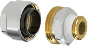 Flamco Übergangsverschraubung PLUS SRA AG G 1 1/4" x 1 1/4" in Schwarz und Silber aus Messing - Bild 1