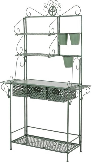 DELUKE Pflanzregal JENA Antik Pflanztisch aus Metall in Antik-Grün, B/T/H: 94 x 30 x 149 cm - Bild 1