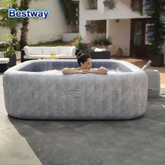 Bestway Lay-Z-Spa Roman Wave quadratischer Whirlpool in Braun, B/T/H: 180 x 180 x 71 cm - Bild 1