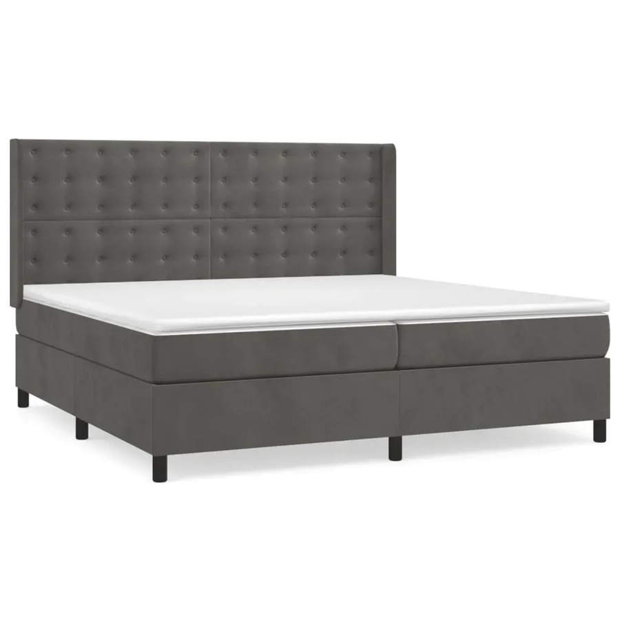vidaXL Boxspringbett Hybrid mit Matratze und Taschenfederkern, Dunkelgrau, B/T/H: 200 x 200 x 118 cm - Bild 2
