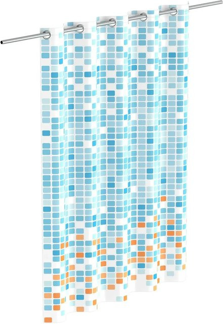 Eisl Textil Duschvorhang Mosaik Blau-Orange aus Polyester, B: 180 cm, H: 200 cm - Bild 1