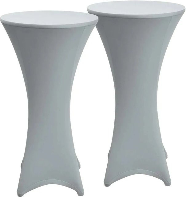 Beautissu Stella Stehtischhusse Silber 2-teilig aus Stretchstoff mit Durchmesser: 80 cm - Bild 1