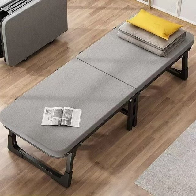 LIUSHADUOLA Klappbett Einzelbett in Grau mit Rollen aus Metall und Stoff - Bild 1