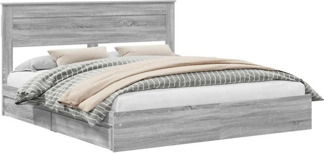 vidaXL Aufbewahrungsbett mit Schubladen in Grau Sonoma, B/T/H: 200 x 200 x 100 cm - Bild 1