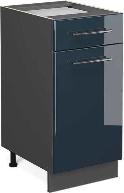 Vicco Küchenunterschrank Fame-Line Dunkelblau Hochglanz Anthrazit Breite: 40 cm - Bild 1