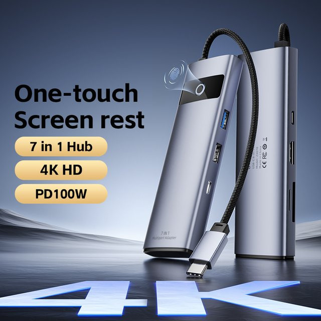 FDBRO 7-in-1 USB-C-Hub mit 4K HDMI, Gigabit-Ethernet, 3 USB 3.0 Anschlüssen sowie SD/TF-Kartenleser für MacBook Pro und Air - Bild 1