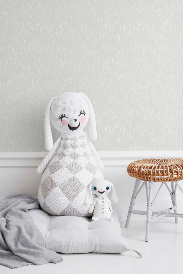 Littlephant Tapete Meadow in Hellgrau und Beige mit botanischem Floral-Design im skandinavischen Stil aus Vlies - Bild 1