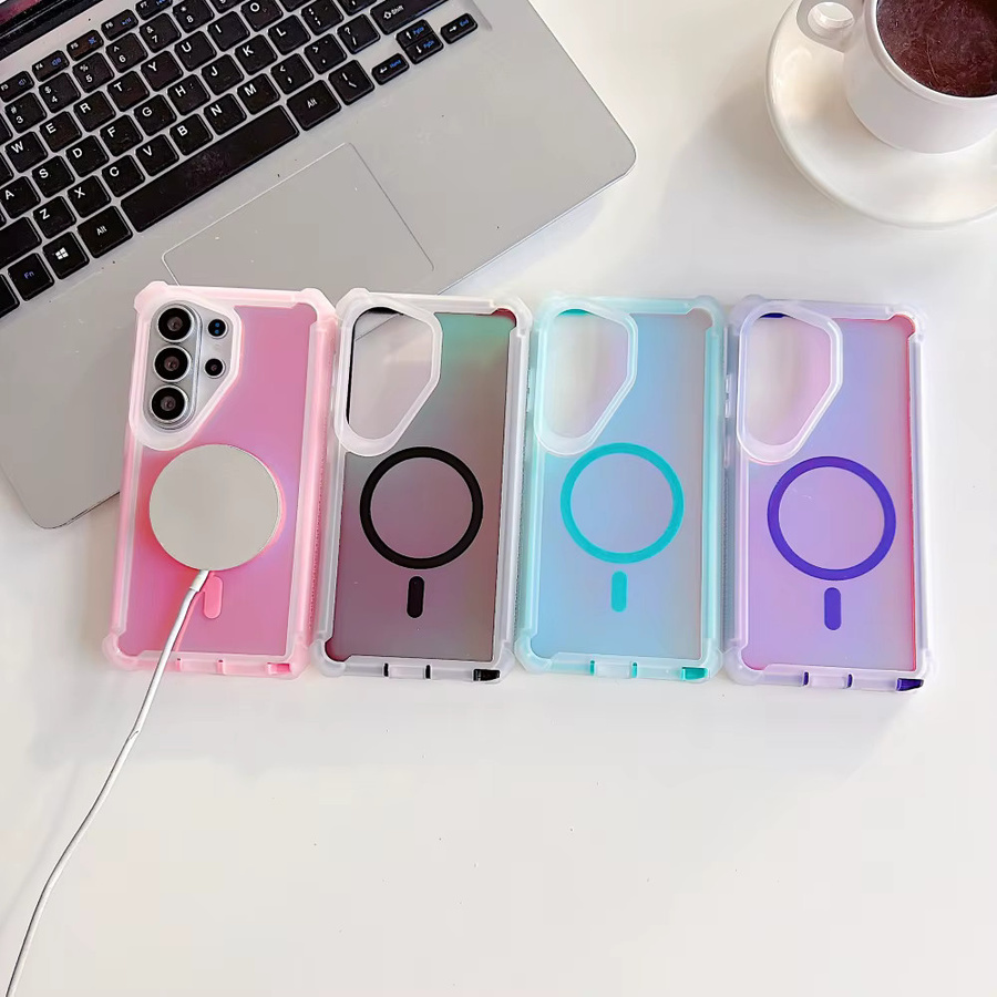 Magnetische Aurora Gradient Schutzhülle für Samsung Galaxy S26 Ultra S25 S24 S23 Ultra S26 Plus S22 Ultra A55 in Grün mit Airbag Stoßfestem Schutz - Bild 2