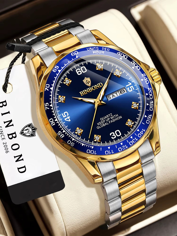 BINBOND Armbanduhr Quarz, Edelstahl, Blau, Herren - Bild 7