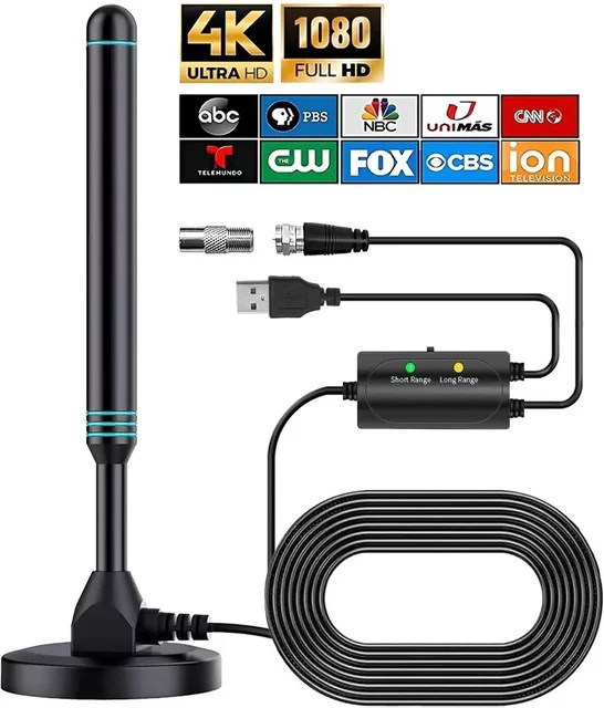 YUNYINMING Explosions-Hochleistungs-Digital-TV-Antenne mit einstellbarem Universalverstärker für Innen- und Außenbereich in Schwarz - Bild 1