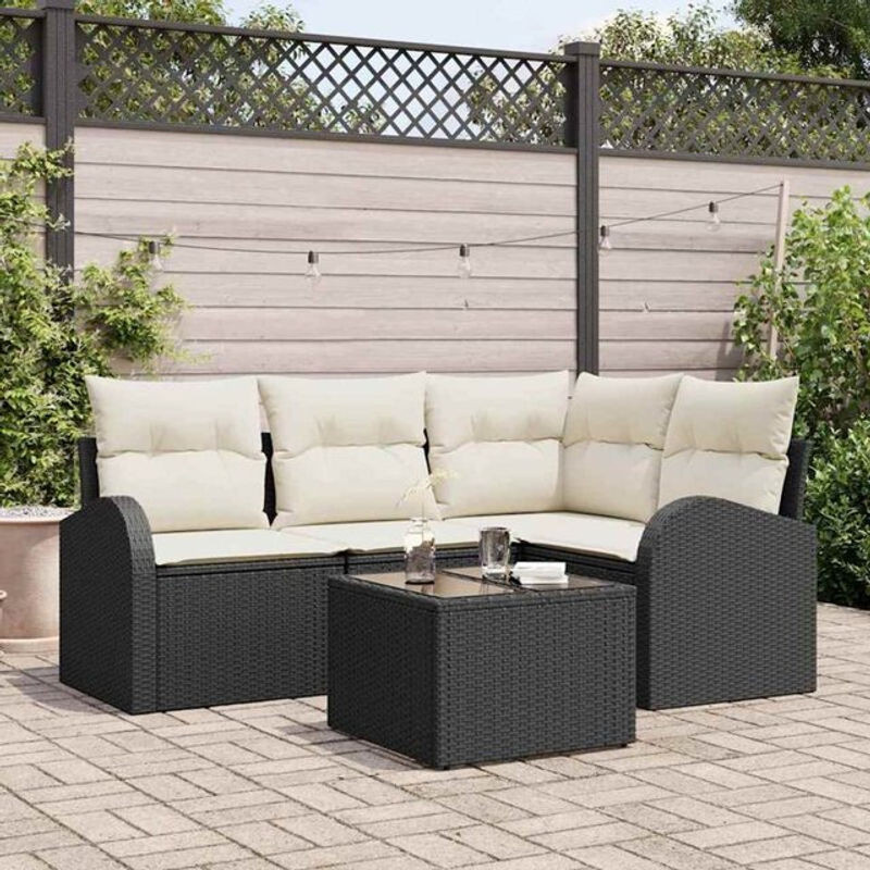 4-teiliges modernes Garten Sofa Set von vidaXL aus braunem Poly-Rattan mit Kissen - Bild 1