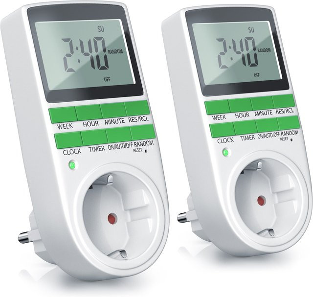 BEARWARE 2er-Set Digitale Zeitschaltuhr in Weiß, Programmierbare Steckdosentimer mit LCD Display, max. 3680W - Bild 1