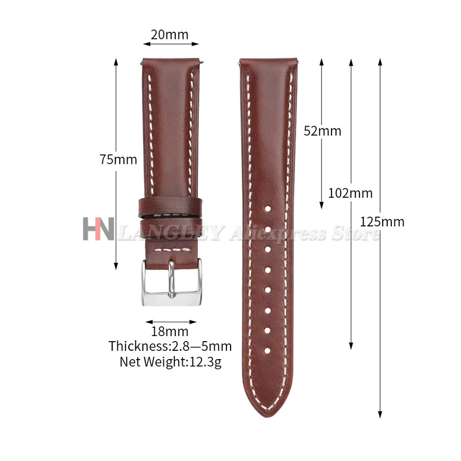 Uhrenarmband Langley, Echtleder, Schwarz, Unisex - Bild 3