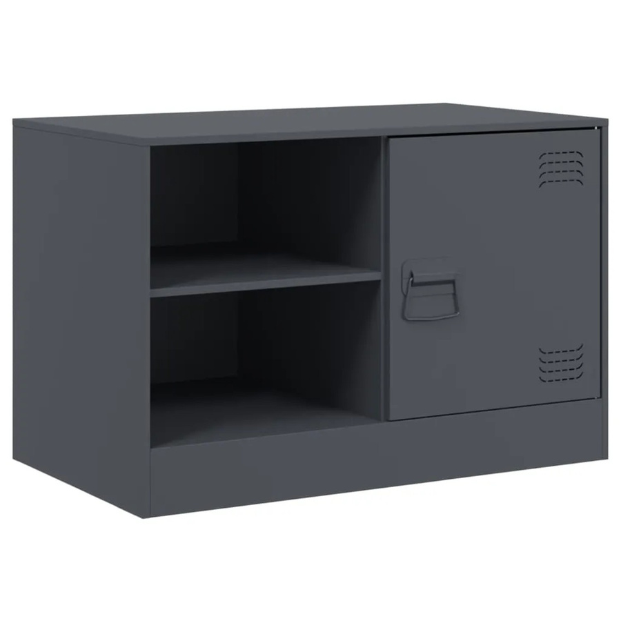 vidaXL TV-Schrank aus Metall in Anthrazit, modernes Design für dein Wohnzimmer, B/T/H: 67 x 39 x 44 cm - Bild 2