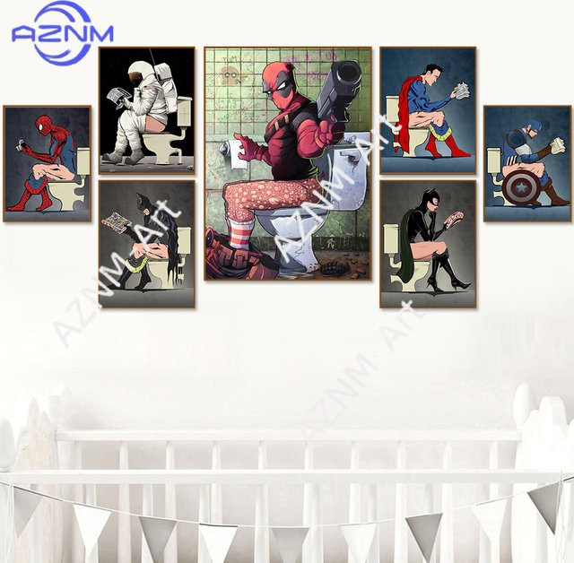 KAYOU Leinwandgemälde Marvel Comics Avengers Superhelden Spiderman Deadpool Captain America als Wanddekoration in Multicolour - Bild 1