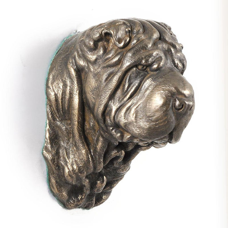 Art-Dog Shar Pei Hundestatue als hängende Büste in Braun aus Kunstharz und Metall - Bild 6