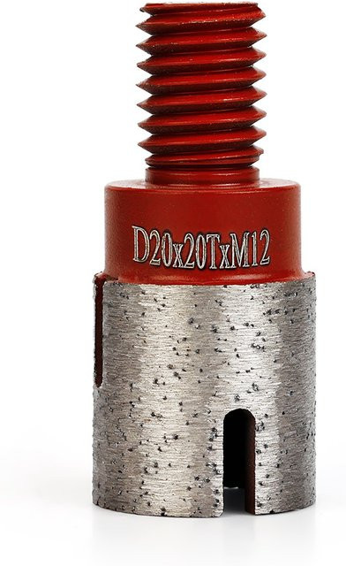 PANFREET Diamantbohrer M12 für Steinplatten, Granit, Marmor und Quarz, Fräser mit 20 mm Durchmesser, Farbe: Rot - Bild 1