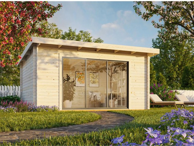 Palmako Gartenhaus Lea Slide Plus aus Fichtenholz in Braun, B: 450 cm x T: 330 cm - Bild 1