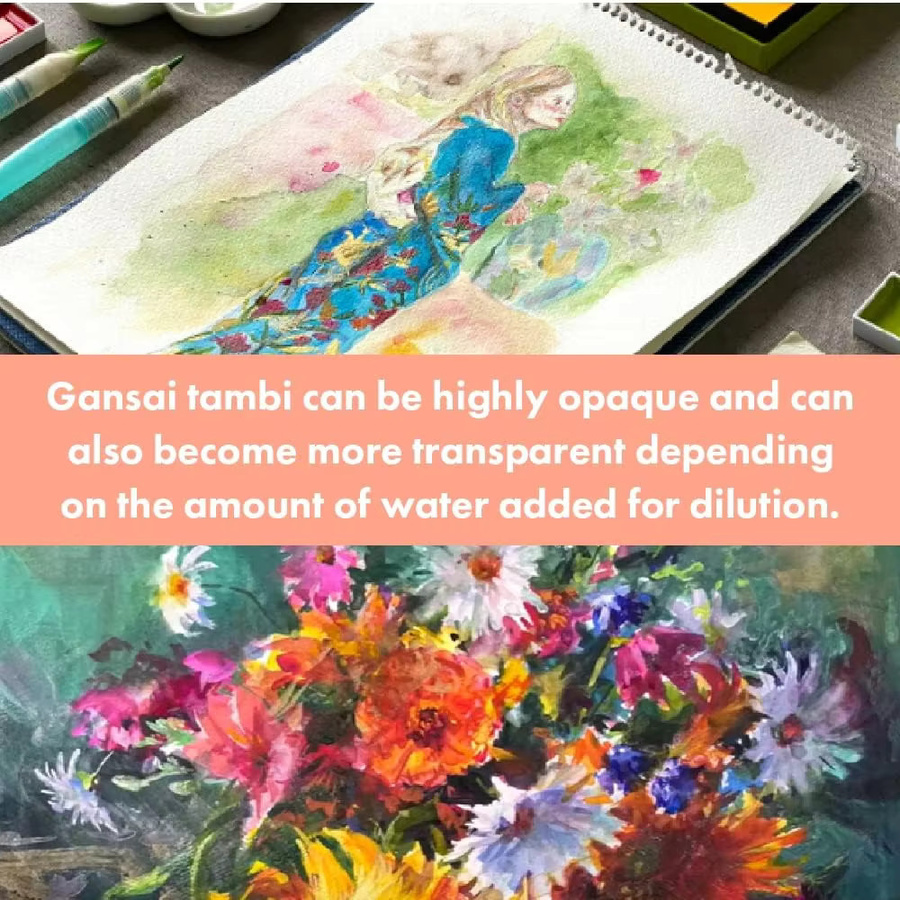 Kuretake GANSAI TAMBI Festes Aquarellfarben-Set in Multicolour für Künstler und Anfänger - Bild 3