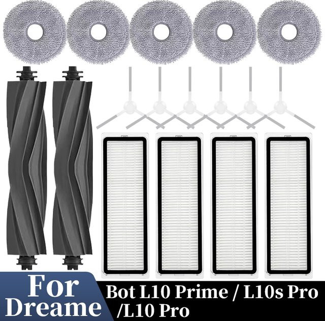 Dreame Bot L10 Prime L10 Pro L10s Pro Zubehör Set mit Hauptseitenbürste Hepa-Filter und Mopptuch in Grün - Bild 1