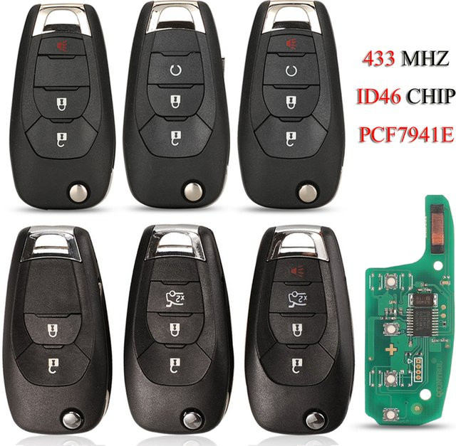 Jingyuqin Smart Auto Schlüssel Fernbedienung mit 433MHz ID46 Chip für Chevrolet Cruze Colorado Sonic in Schwarz - Bild 1