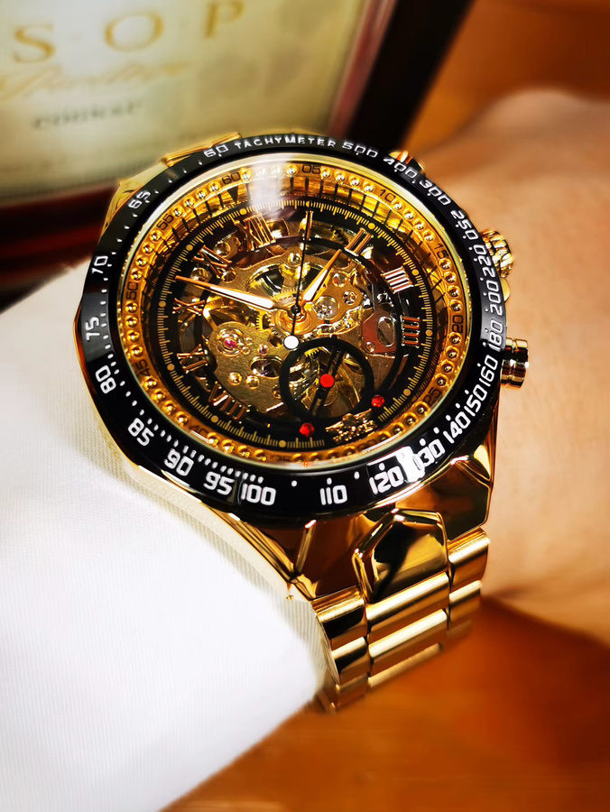 GEWINNER Automatik Armbanduhr, Gold, Edelstahl, Herren - Bild 6