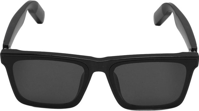 Smarte Bluetooth-Sonnenbrille in Schwarz mit Metallgestell, quadratischem Full-Rim Design und Touch-Steuerung für Telefonate - Bild 1