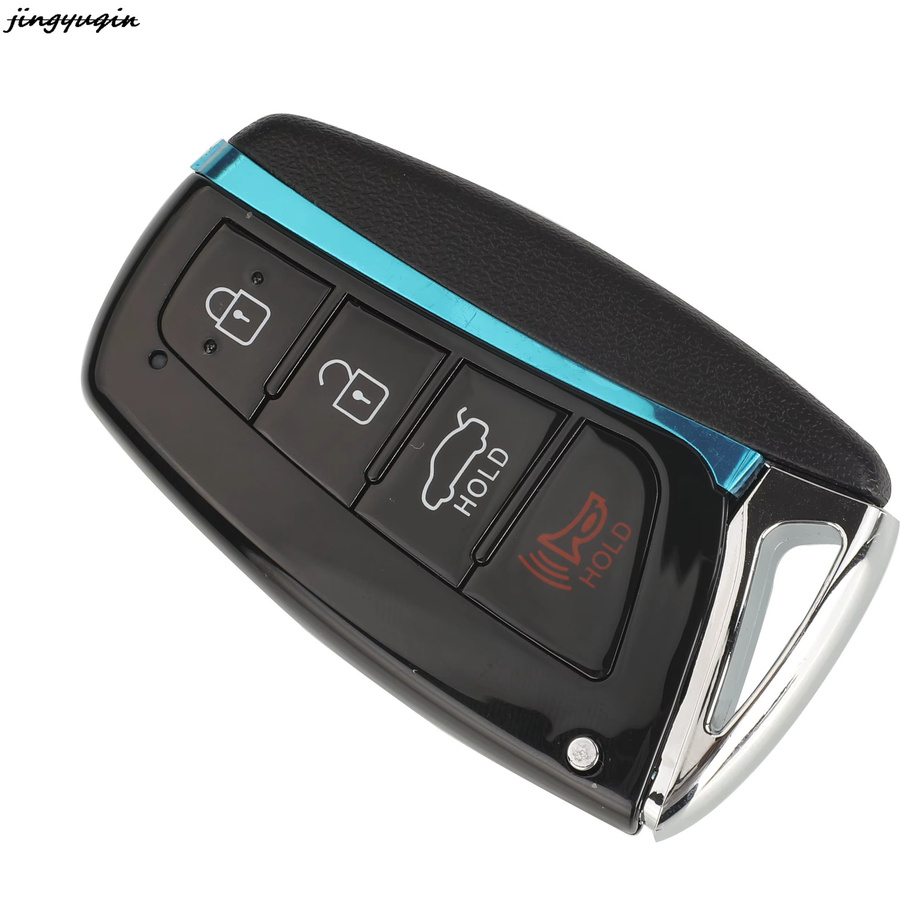 Jingyuqin Fernbedienungs-Autoschlüsselgehäuse für Hyundai Genesis Santa Fe Equus Azera, 3/4-Tasten Smart Fob Schlüsselhülle, Schwarz - Bild 1