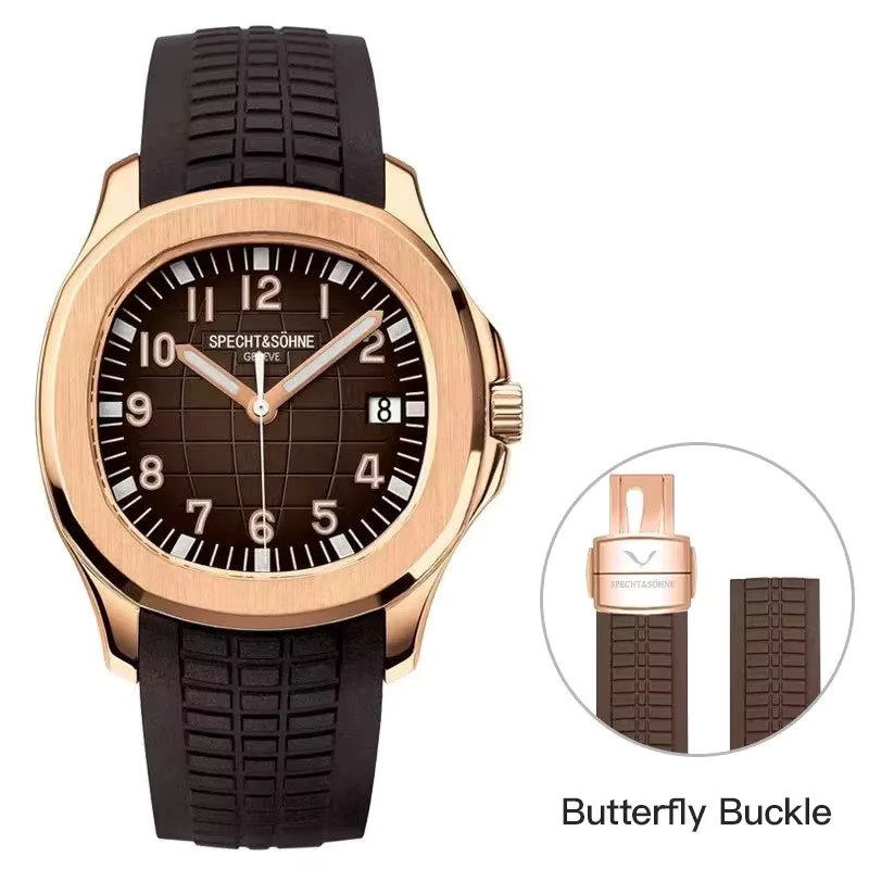 Specht&Sohne Herrenuhr, Automatik, Roségold, Kautschukarmband, Saphirglas - Bild 4