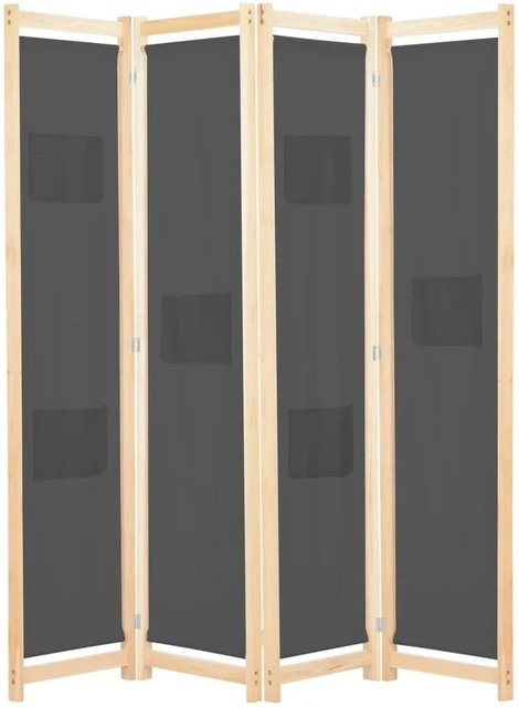 vidaXL 4-teiliger Raumteiler Grau Stoff H x B x T: 170 x 160 x 4 cm - Bild 1