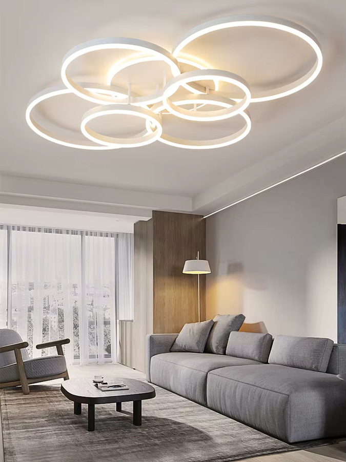 Moderne LED-Kronleuchter Deckenleuchte IRALAN in Weiß mit Acryl-Ring und Smart-Beleuchtung für dein Wohnzimmer - Bild 2